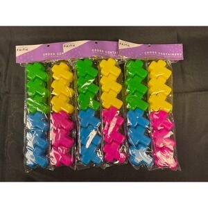 Renewing Faith 36pc Plastic Cross Containers Multi Color Easter Church Favors‎